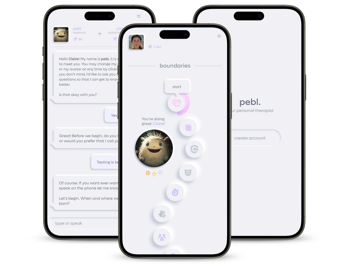 three pebl screens